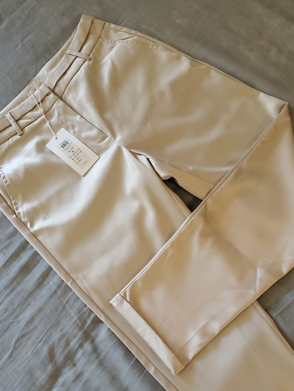 NWT VILA Womens Tailored Dress Pants in Light Beige "Frosted Almond" Size 7/8 - Picture 3 of 9